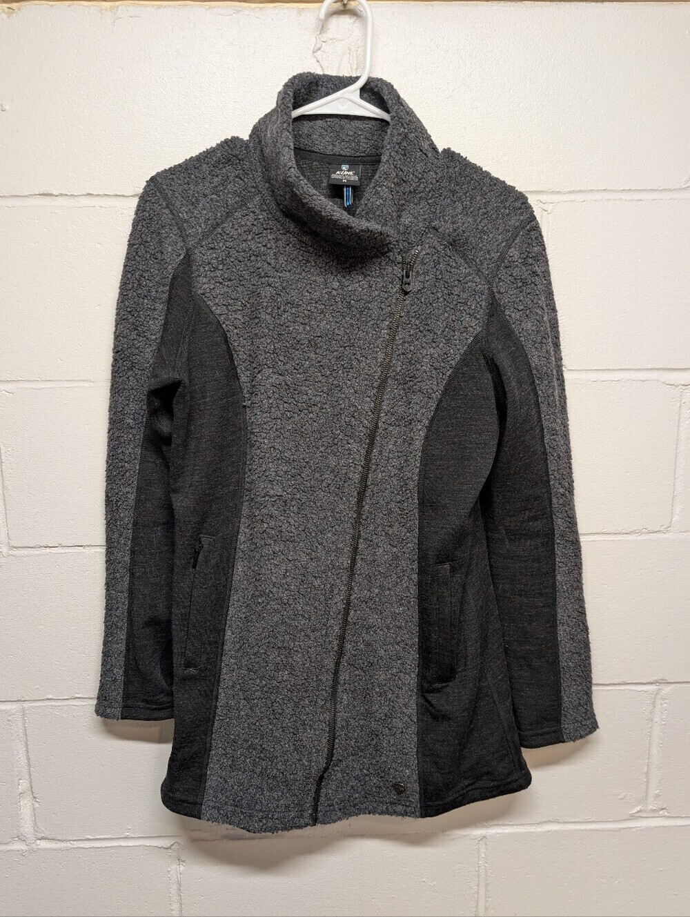 KUHL Women's Kozet Wool Long Gray Fleece Gorpcore Jacket (Medium) 4370